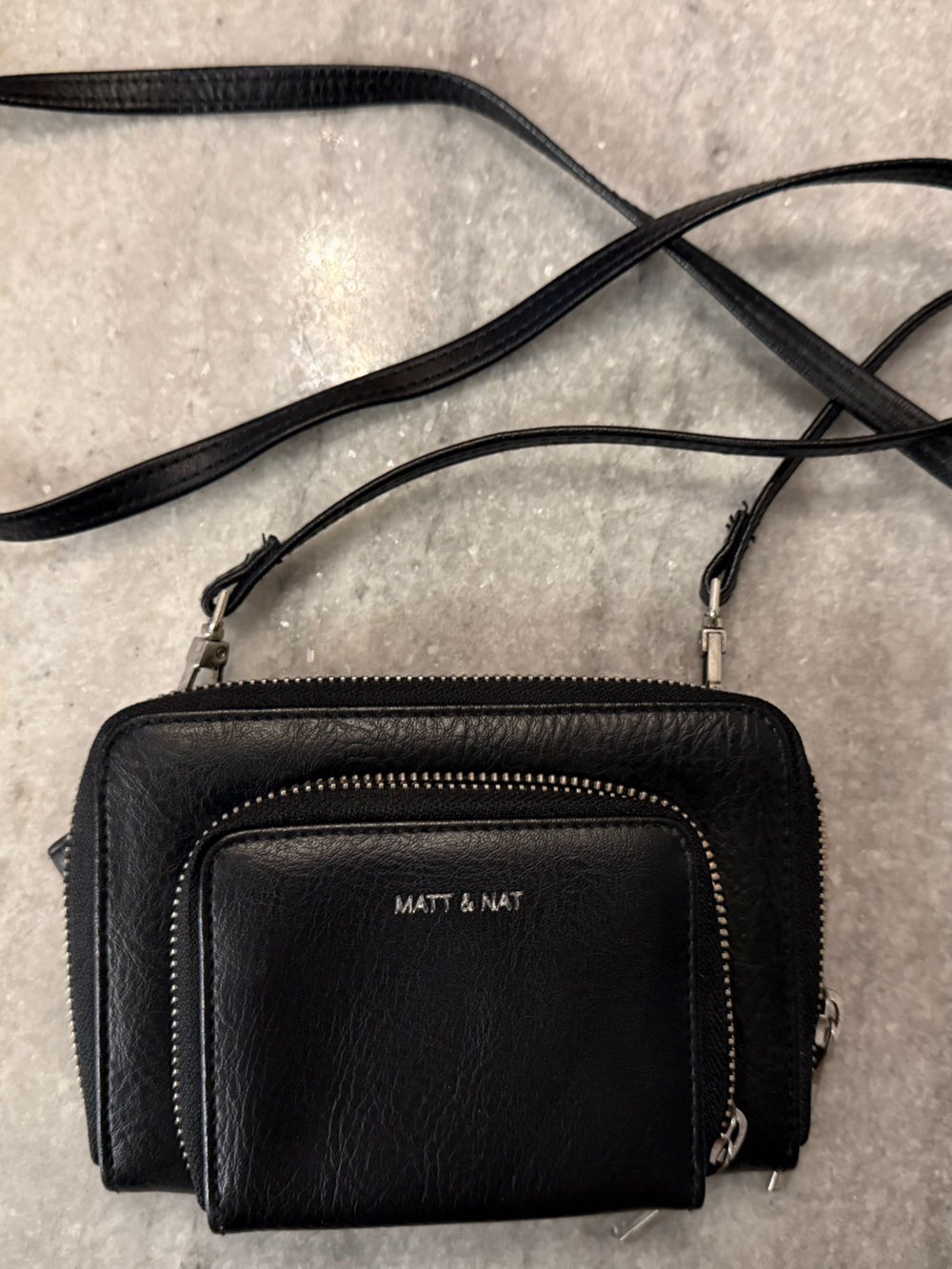Matt & Nat Black Vegan Leather Crossbody Wallet Bag
